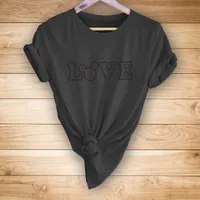 Fashion New Style Hollow Love Printed Casual Short-sleeved T-shirt sku image 1