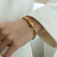 Fashion Animal 304 Stainless Steel 18K Gold Plated Zircon Bracelets In Bulk sku image 2