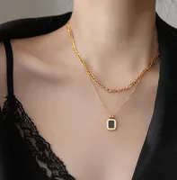 Wholesale Jewelry Simple Style Square 304 Stainless Steel Titanium Steel Shell 18K Gold Plated Inlay Necklace main image 2