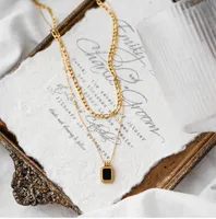 Wholesale Jewelry Simple Style Square 304 Stainless Steel Titanium Steel Shell 18K Gold Plated Inlay Necklace main image 3