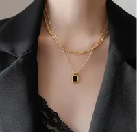 Wholesale Jewelry Simple Style Square 304 Stainless Steel Titanium Steel Shell 18K Gold Plated Inlay Necklace main image 4