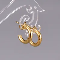 Fashion Heart Plating 304 Stainless Steel Titanium Steel No Inlaid 18K Gold Plated Earrings main image 2