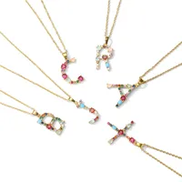 26 English Letter Necklace  New Mixed Colored Gem Inlaid Clavicle Chain Female Color Retention Electroplating Best Seller In Europe And America main image 1