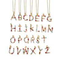 26 English Letter Necklace  New Mixed Colored Gem Inlaid Clavicle Chain Female Color Retention Electroplating Best Seller In Europe And America main image 2
