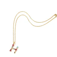 26 English Letter Necklace  New Mixed Colored Gem Inlaid Clavicle Chain Female Color Retention Electroplating Best Seller In Europe And America main image 3
