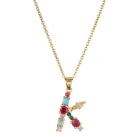 26 English Letter Necklace  New Mixed Colored Gem Inlaid Clavicle Chain Female Color Retention Electroplating Best Seller In Europe And America main image 4