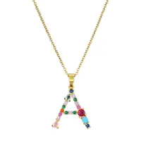 26 English Letter Necklace  New Mixed Colored Gem Inlaid Clavicle Chain Female Color Retention Electroplating Best Seller In Europe And America main image 5