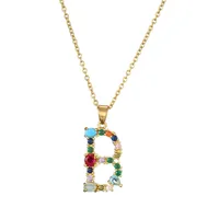 26 English Letter Necklace  New Mixed Colored Gem Inlaid Clavicle Chain Female Color Retention Electroplating Best Seller In Europe And America sku image 2