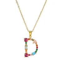26 English Letter Necklace  New Mixed Colored Gem Inlaid Clavicle Chain Female Color Retention Electroplating Best Seller In Europe And America sku image 4