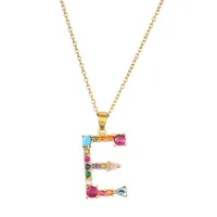 26 English Letter Necklace  New Mixed Colored Gem Inlaid Clavicle Chain Female Color Retention Electroplating Best Seller In Europe And America sku image 5