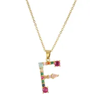 26 English Letter Necklace  New Mixed Colored Gem Inlaid Clavicle Chain Female Color Retention Electroplating Best Seller In Europe And America sku image 6