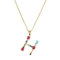 26 English Letter Necklace  New Mixed Colored Gem Inlaid Clavicle Chain Female Color Retention Electroplating Best Seller In Europe And America sku image 8