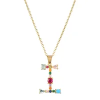 26 English Letter Necklace  New Mixed Colored Gem Inlaid Clavicle Chain Female Color Retention Electroplating Best Seller In Europe And America sku image 9