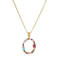 26 English Letter Necklace  New Mixed Colored Gem Inlaid Clavicle Chain Female Color Retention Electroplating Best Seller In Europe And America sku image 14