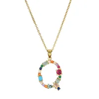 26 English Letter Necklace  New Mixed Colored Gem Inlaid Clavicle Chain Female Color Retention Electroplating Best Seller In Europe And America sku image 16