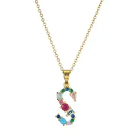 26 English Letter Necklace  New Mixed Colored Gem Inlaid Clavicle Chain Female Color Retention Electroplating Best Seller In Europe And America sku image 25