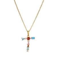 26 English Letter Necklace  New Mixed Colored Gem Inlaid Clavicle Chain Female Color Retention Electroplating Best Seller In Europe And America sku image 18