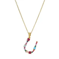 26 English Letter Necklace  New Mixed Colored Gem Inlaid Clavicle Chain Female Color Retention Electroplating Best Seller In Europe And America sku image 19