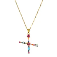 26 English Letter Necklace  New Mixed Colored Gem Inlaid Clavicle Chain Female Color Retention Electroplating Best Seller In Europe And America sku image 22