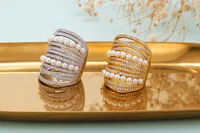 Fashion Micro Inlaid With Diamond Pearl Double-layer Ring Wholesale main image 3