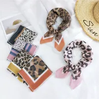 Fashion Leopard Print Cotton Linen Small Square Silk Scarf Wholesale main image 1