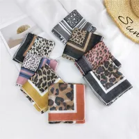Fashion Leopard Print Cotton Linen Small Square Silk Scarf Wholesale main image 2