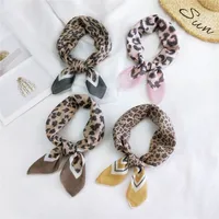 Fashion Leopard Print Cotton Linen Small Square Silk Scarf Wholesale main image 3