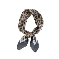 Fashion Leopard Print Cotton Linen Small Square Silk Scarf Wholesale main image 5