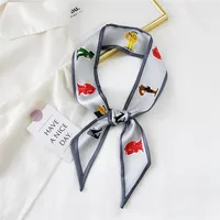 Fashion Streamer Printing Bow Silk Scarf Wholesale sku image 12