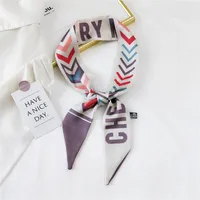 Fashion Streamer Printing Bow Silk Scarf Wholesale sku image 23