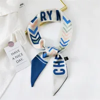 Fashion Streamer Printing Bow Silk Scarf Wholesale sku image 22