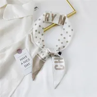 Fashion Streamer Printing Bow Silk Scarf Wholesale sku image 31