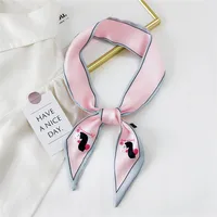 Fashion Streamer Printing Bow Silk Scarf Wholesale sku image 16