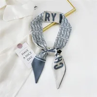 Fashion Streamer Printing Bow Silk Scarf Wholesale sku image 29