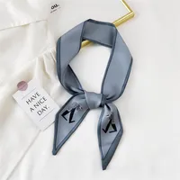 Fashion Streamer Printing Bow Silk Scarf Wholesale sku image 20