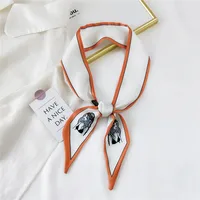 Fashion Streamer Printing Bow Silk Scarf Wholesale sku image 14