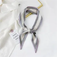 Fashion Streamer Printing Bow Silk Scarf Wholesale sku image 32