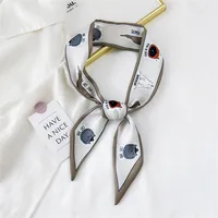 Fashion Streamer Printing Bow Silk Scarf Wholesale sku image 13