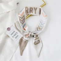 Fashion Streamer Printing Bow Silk Scarf Wholesale sku image 24