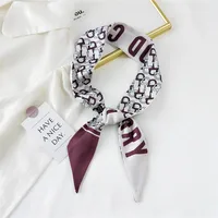 Fashion Streamer Printing Bow Silk Scarf Wholesale sku image 26