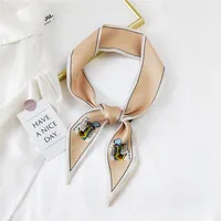 Fashion Streamer Printing Bow Silk Scarf Wholesale sku image 18