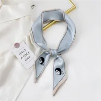 Fashion Streamer Printing Bow Silk Scarf Wholesale sku image 17