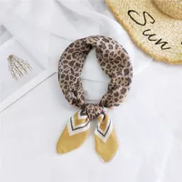 Fashion Leopard Print Cotton Linen Small Square Silk Scarf Wholesale sku image 7