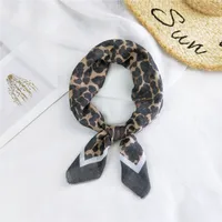 Fashion Leopard Print Cotton Linen Small Square Silk Scarf Wholesale sku image 6