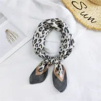 Fashion Leopard Print Cotton Linen Small Square Silk Scarf Wholesale sku image 5