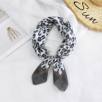 Fashion Leopard Print Cotton Linen Small Square Silk Scarf Wholesale sku image 4