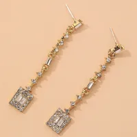Retro Inlaid Rhinestone Zircon Geometry Earrings sku image 1