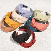 Retro Solid Color Knotted Fabric Headband main image 1
