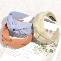 Retro Solid Color Knotted Fabric Headband main image 3