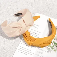 Retro Solid Color Knotted Fabric Headband main image 4
